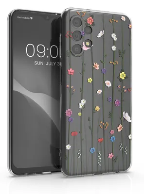 Produktbild von kwmobile Case kompatibel mit Samsung Galaxy A13 4G - Hülle Silikon transparent Wildblumen Ranke Mehrfarbig Transparent