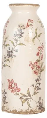 Produktbild von Clayre & Eef Vase Ø 8x20 cm Beige Keramik Blumen