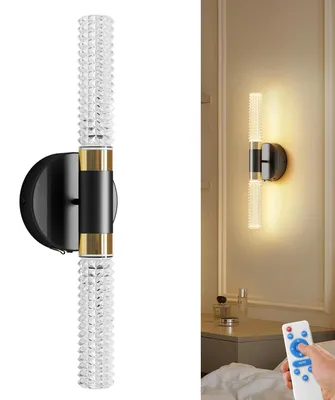 Productafbeelding van HITOO Wandlamp, binnen gebruik, met ingebouwde accu en afstandsbediening, modern, cilindrische bolvormige lens