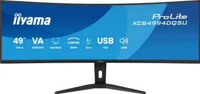 Produktbild von iiyama ProLite XCB4994DQSU-B1, 124,5 cm (49"), 5120 x 1440 Pixel, Dual QHD, LCD, 2 ms, Schwarz