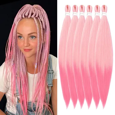 Produktbild von Flechthaar vorgestreckt 32 Zoll 6er Pack Yaki Textur Hot Water Setting 613-Pink#