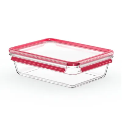 Obrázek produktu pro EMSA Clip & Close GLAS Nádoba na čerstvé potraviny, nádoba na skladování, nádoba na skladování, průhledná / červená, 2 l, N10411