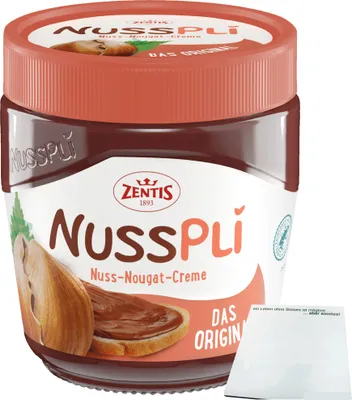 Produktbild von Nusspli Nuss-Nougat-Creme (400g Glas) + usy Block