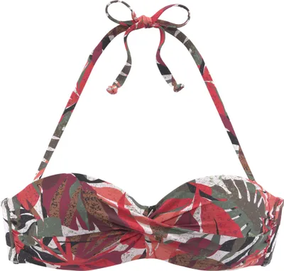 Produktbild von LASCANA Bügel-Bandeau-Bikini-Top Ava rot bedruckt Größe 38 Cup E