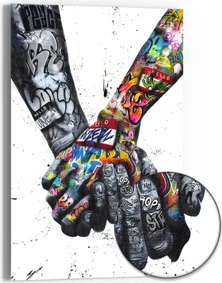 Produktbild von DEQOART Hybrid Leinwand Bild 60x90 cm 'Hoffnung & Frieden' Wandbild Glas flach modern