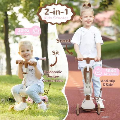 Obrázek produktu pro Tříkolový odrážedlo s sedátkem, nastavitelnými řídítky a světýlky na kolech, vhodné pro děti ve věku 2-6 let
