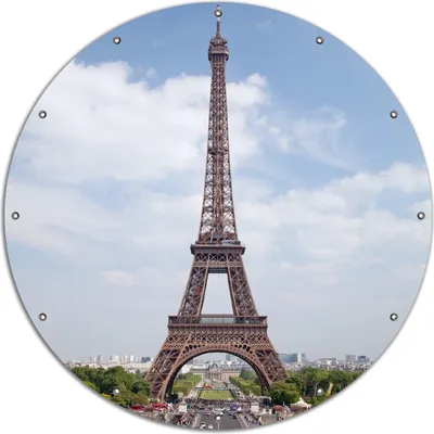 Produktbild von Wallario rundes Outdoor-Poster für Garten oder Balkon, Motiv Eiffelturm in Paris, 120 cm Durchmesser
