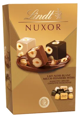 Zdjęcie produktu dla Lindt Nuxor Cornet, mieszanka różnych pralin z orzechami laskowymi, 75g