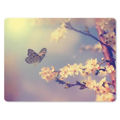 Produktbild von MuchoWow® Mauspad Mousepad Schmetterlinge - Blüte - Zweig - Baum 23x19 cm - Mousepads - Maus Mat - Pad - Mausunterlage - Schreibtischunterlage - Mauspad