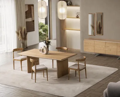 Obrázek produktu pro Elegantní hnědá jídelní souprava ze dřeva v moderním designu