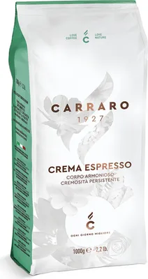 Produktbild von Carraro | Crema Espresso 1kg - Kaffeebohnen - Vollmundig - Aromatisch - Niedriger Koffeingehalt