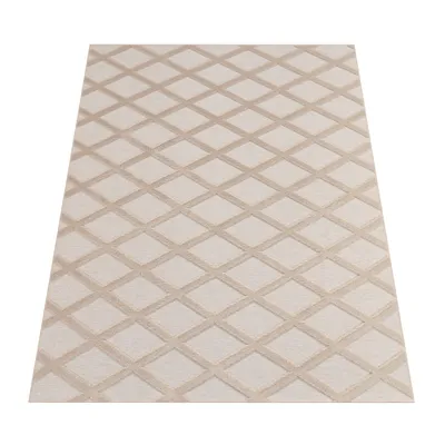 A rug with a diamond pattern on a white background.