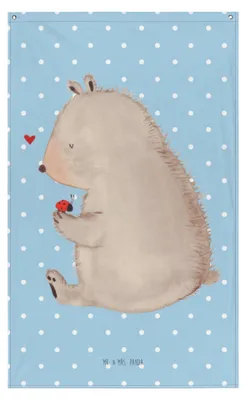 Produktbild von Mr. & Mrs. Panda Wandteppich Bär Marienkäfer - Blau Pastell - Geschenk, Teddy, Wandbehang, Motivation, Das Leben Ist schön, Gobelin, Liebe, Wandbild, Freiheit, Stoff