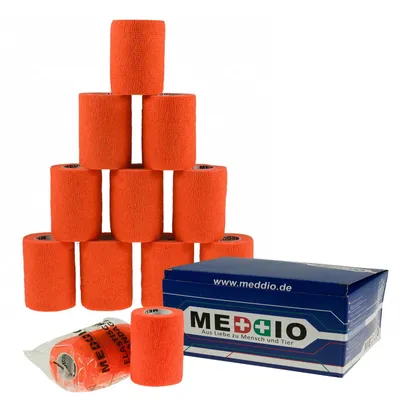12 Haftbandage Fixierbinde 7,5 cm x 4,5 m orange Sparpaket