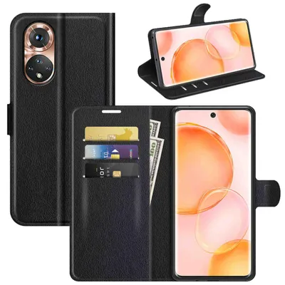 Produktbild von Für Honor 50 Pro Handy Tasche Schwarz Etuis Kunst-Leder Cover Hülle Schutz Case