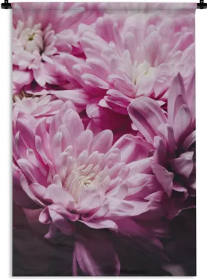 Produktbild von MuchoWow® Wandteppich Wandbehang Blumen - Rosa - Natur 90x135 cm Tapisserie Dekoration Wandtuch - Baumwolle - Wandskulptur