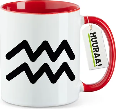 Produktbild von Huuraa Kaffeetasse Wassermann Sternzeichen Zeichen 330ml Rot Keramik Kaffeebecher Geschenkidee