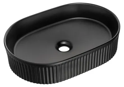 Immagine prodotto di Lavabo da appoggio ovale 48x33 cm in Vetroceramica nera opaca