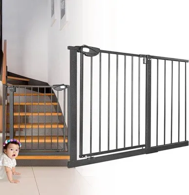 Produktbild von Treppenschutzgitter anpassbar 105-115 cm - Weiß/Schwarz
