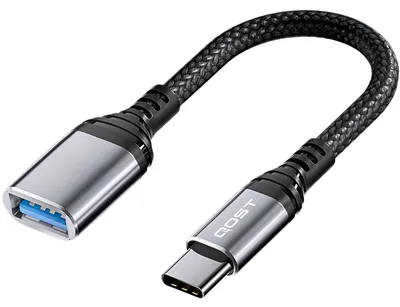 Produktbild von Qost – USB-C auf USB-A Adapter – OTG Adapter – USB-C Stecker auf USB-A Buchse – USB-A 3.0 / USB-C 3.2 – Spacegrau