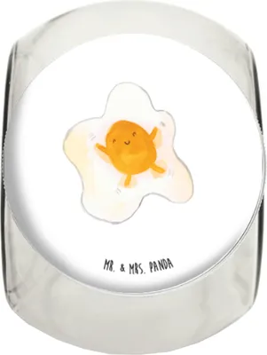 Produktbild von Mr. & Mrs. Panda Lebensmittelbehälter Spiegelei Ei XL 2000ml - Weiß - Geschenk, Tag, Süßigkeiten Glas, Schön, Kaffeedose, Liebe, Vorratsdose, Tiermotive, Frischhaltedose