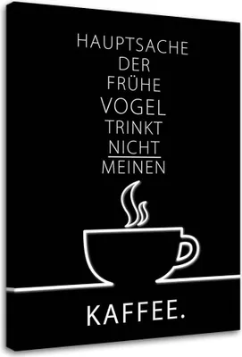Produktbild von Leinwandbild typografie kaffee 40x60 cm Feeby grau wandbild bereit zum aufhängen