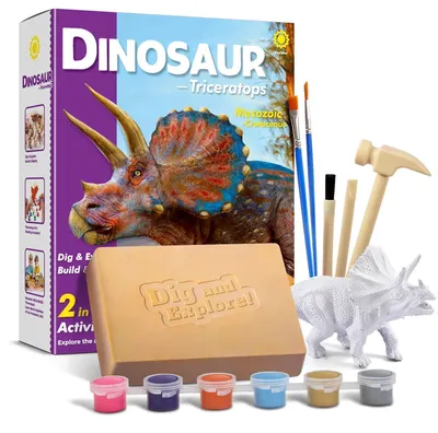 Zdjęcie produktu dla Zestaw do wykopalisk "Szkielet dinozaura Triceratops" 2-w-1, zestaw do malowania dla dzieci od 6 lat
