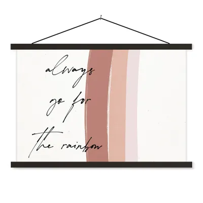 Produktbild von MuchoWow® Textilposter Regenbogen - Immer auf den Regenbogen zugehen - Zitate - Text 90x60 cm mit schwarzem Rahmen - Aufhängungssatz