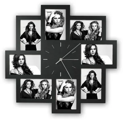 Produktbild von ZEP Fotouhr TRIESTE schwarz 52x52 cm für 8 Fotos 10x15 cm Wandmontage