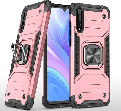 Produktbild von Mobigear Armor Ring  Huawei P Smart S Hülle Hardcase Backcover Stoßfest mit Ringhalter - Roségold
