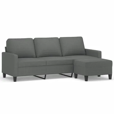 Produktbild von 3-Sitzer-Sofa mit Hocker Dunkelgrau 180 cm Stoff