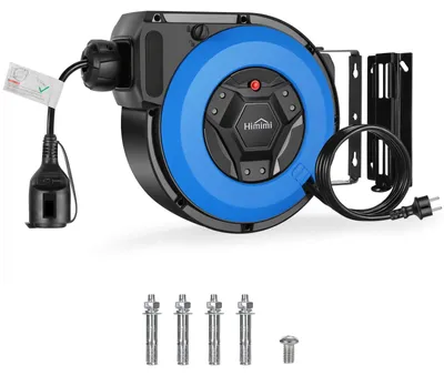 Immagine prodotto di Himimi Avvolgicavo automatico con supporto 15 m + 2 m, 1500 W ~ 3000 W Avvolgicavo automatico, prolunga per esterni Montaggio a parete, protezione da sovraccarico, montaggio a parete o a soffitto, ruotabile di 180°, grado di protezione IP44