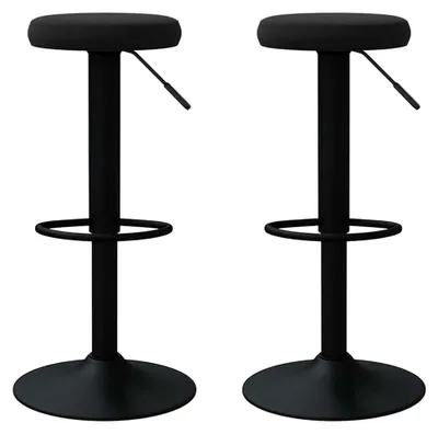 Produktbild von Barhocker 2 Stück, Barstuhl mit Fußstütze, Stahlgestell, drehbar und höhenverstellbar, Küchenhocker, Bistrohocker, Schwarz Samt