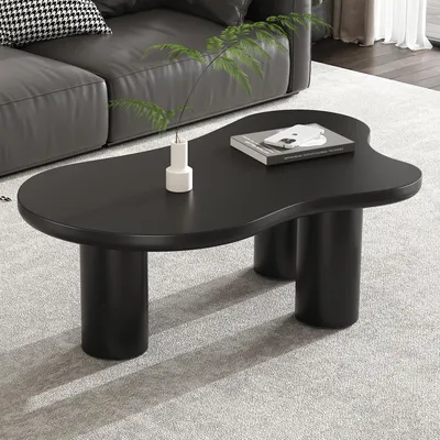 Obrázek produktu pro STILVORA konferenční stolek ve tvaru mraku, nepravidelný konferenční stolek s deskou z MDF a nohami z PVC, konferenční stolek s filcovými podložkami, černý