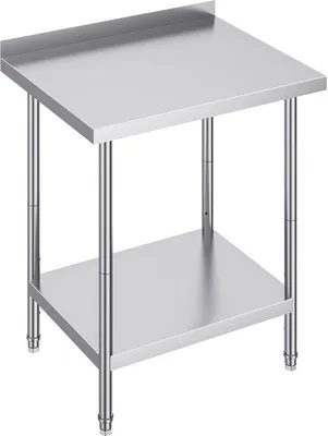 Imagen del producto de Superficie de trabajo metálica, 60 x 75 x 90 cm, ideal para la producción comercial de alimentos. Superficie de trabajo metálica resistente y con altura ajustable, perfecta para restaurantes, viviendas, hoteles y cocinas