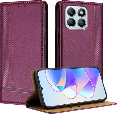 Obrázek produktu pro Pouzdro na mobilní telefon pro Honor X8b kožené flipové ochranné pouzdro s funkcí stojánku fialové
