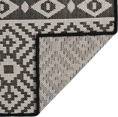 Produktbild von vidaXL Outdoor-Teppich Flachgewebe 120x170 cm Schwarz Gestreift