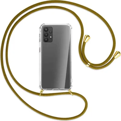 Produktbild von Handykette Backcover-Schutzhülle mit Band (Metall goldfarben) für Samsung Galaxy A32 4G (A325) - khaki