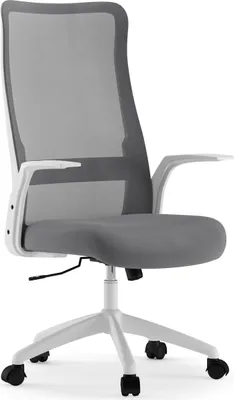 A white and gray ergonomic office chair with a mesh back and padded seat, shown from a three-quarter angle on a white background.
