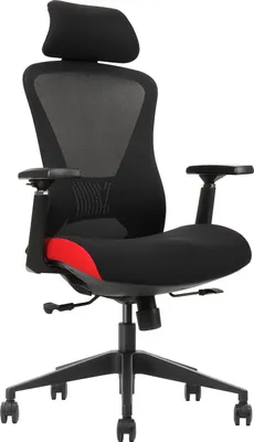 Obrázok produktu pre Ergonomické kancelárske stoličky s vysokým operadlom, sieťované pracovné stoličky, nastaviteľná opierka hlavy s výklopnými podrúčkami, kancelárska stolička k počítaču, čierna/červená