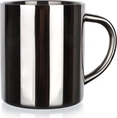 Produktbild von Banquet doppelwandige Tasse, Edelstahl, Schwarz/Weiß, 7,3 x 7,3 x 9 cm