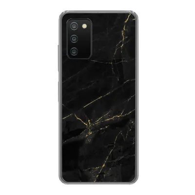 Produktbild von MuchoWow® Handyhülle Schutzhülle Hülle für Samsung Galaxy A03s Marmor - Schwarz - Gold - Chic - Marmoroptik - Design Silikon Softcase Handy Hülle - Schutz