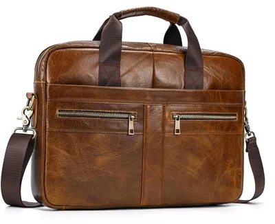 Image de Omgoods - Sacoche pour ordinateur portable 15,6 pouces - Sac bandoulière en cuir pour hommes
