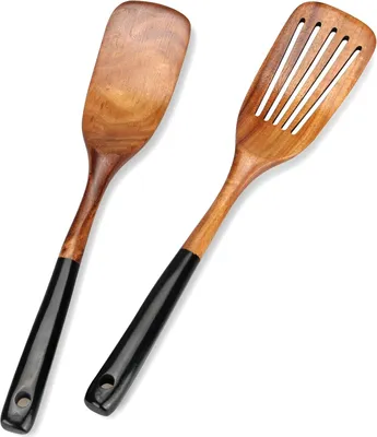 Produktbild von Geschlitzter Pfannenwender Set Kš¹chenutensilien Holz Kochl?ffel Holzspatel Kochutensilien Set Spachtel Kš¹che Wender Kochbesteck Kš¹chenhelfer Set