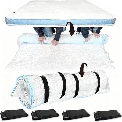 Produktbild von Vakuumbeutel für Matratzen mit 4 Befestungsbändern – Staubdichter Matratzenbeutel – Geeignet für Matratzen der Größe 100/130/160 x 200 cm – Langlebiges PA+PE-Material – Ideal