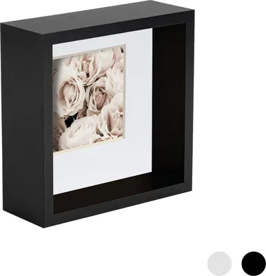 Produktbild von Nicola Spring 4 x 4 3D-Schatten-Tief Box Photo Frame - Craft Anzeigen Bilderrahmen mit 2 x 2-Halterung - Schwarz