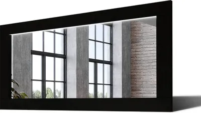 Produktbild von 120x70 Rechteckig Rustikal Wandspiegel mit Rahmen massivholz Eichenholz mit Beleuchtung Horizontal | Individuell Spiegel Nach Maß | LDR225 Oak Black Glatte Oberfläche