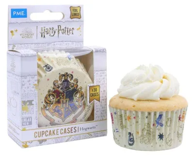 Image de PME cupcakes avec feuille d'aluminium - Harry Potter - Écusson de Poudlard - 30pcs PME Matériau : Papier sulfurisé, Couleur : Jaune, Nombre de pièces: : 30