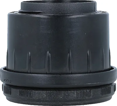 A black plastic adapter for a table leg.