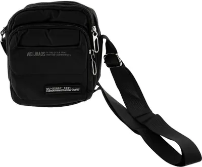 Produktbild von Bauchtasche in Schwarz Umhängetasche mit 3 Fächern sicherer Reißverschluss